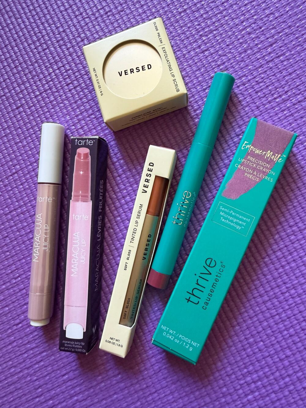 New Makeup Lot Tarte Maracuja, Versed, Thrive causemetics Lip Lipstick Bundle